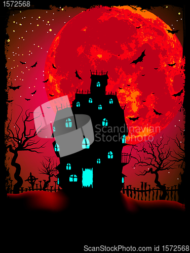 Image of Scary halloween vector with magical abbey. EPS 8