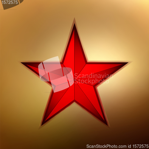 Image of illustration of a red star on gold. EPS 8