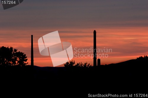 Image of Mountains and the Silos as Sihoutte