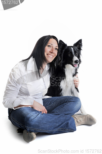 Image of border collie and woman