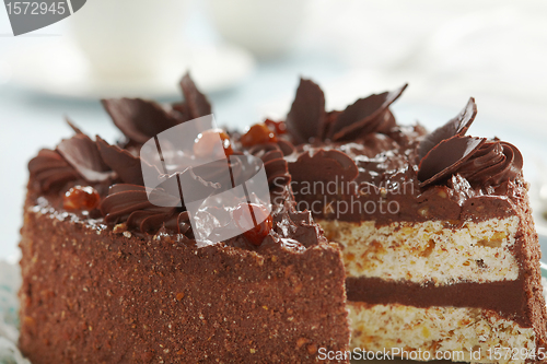 Image of chocolate and hazelnuts cake