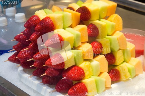 Image of Cut Fruits with Strawberries and Melons