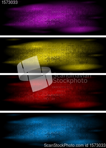 Image of Set of colourful tech banners