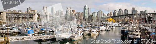 Image of Vancouver BC City Skyline with Burrard and Granville Bridges