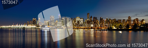 Image of Vancouver BC Skyline from Stanley Park during Blue Hour