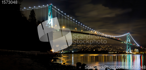 Image of Lions Gate Bridge in Vancouver BC at Night