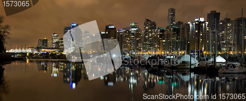 Image of Vancouver BC Skyline from Stanley Park at Nigh