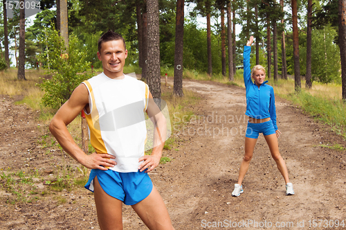 Image of young people are engaged in fitness outdoors 