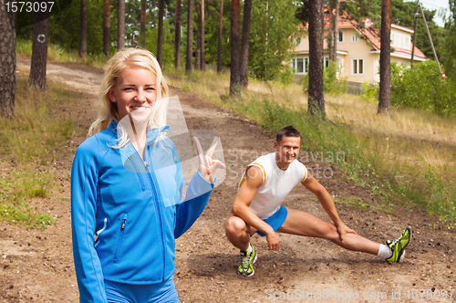 Image of young people are engaged in fitness outdoors 