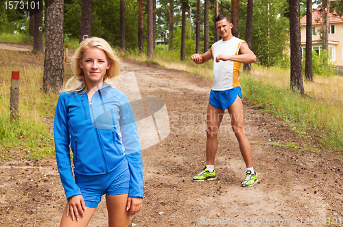 Image of young people are engaged in fitness outdoors 