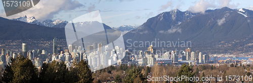 Image of Vancouver BC City Skyline and Mountains