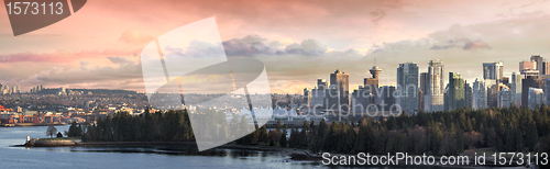 Image of Vancouver BC City Skyline and Stanley Park