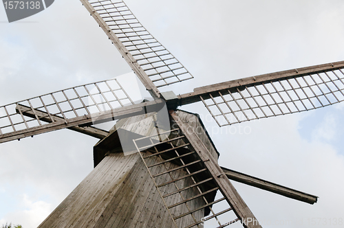 Image of Blades of an old wooden windmill, a close up