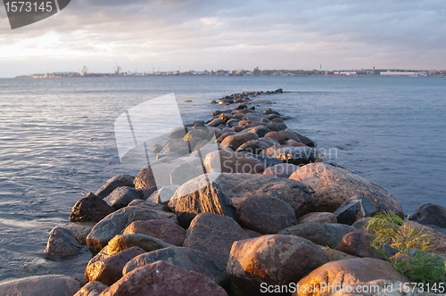 Image of Pier from stones on a sunset