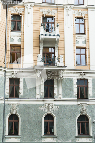 Image of  facade of the old building in Riga 