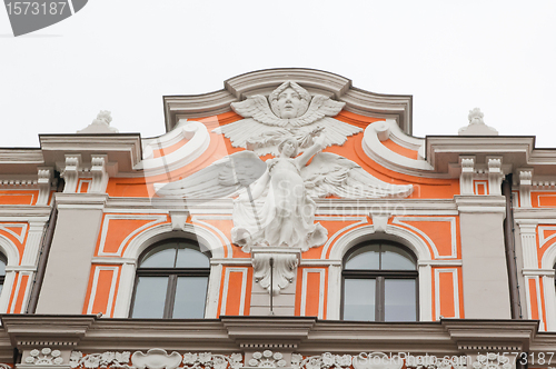 Image of  facade of the old building in Riga 