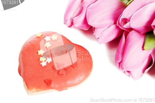 Image of Pink tulips, it is isolated on white