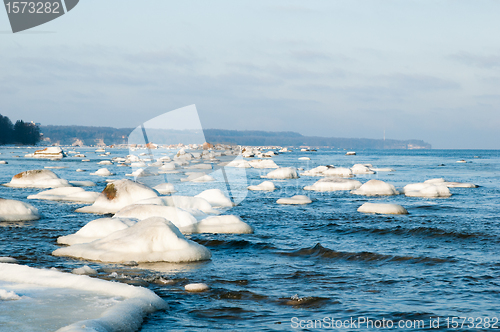 Image of  ice-covered stones along the shores of the Baltic Sea 