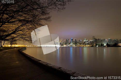 Image of Vancouver BC Stanley Park Seawall at Dawn