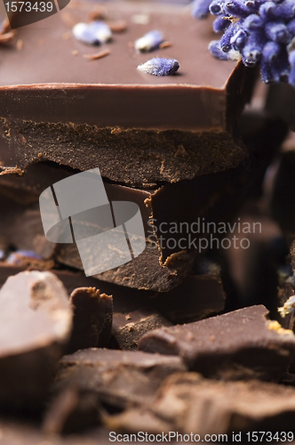 Image of Homemade chocolate with lavender flowers