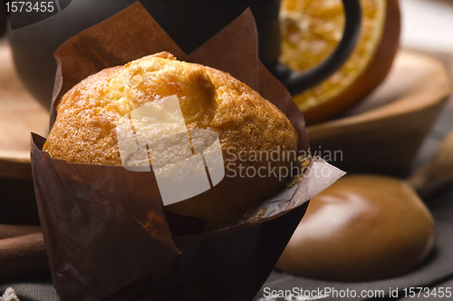 Image of Homemade cinnamon muffins with coffe