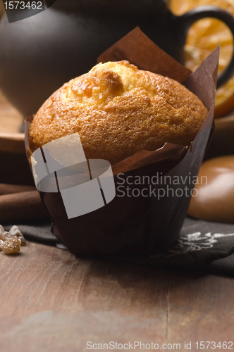 Image of Homemade cinnamon muffins with coffe