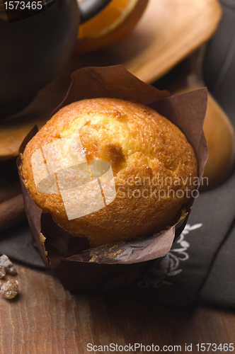 Image of Homemade cinnamon muffins with coffe