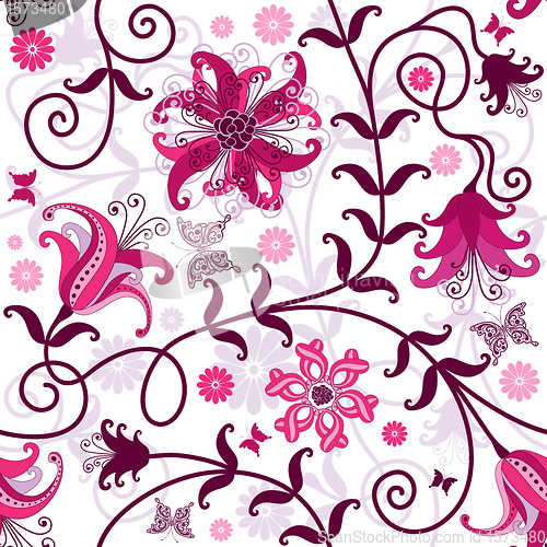 Image of Seamless white floral pattern