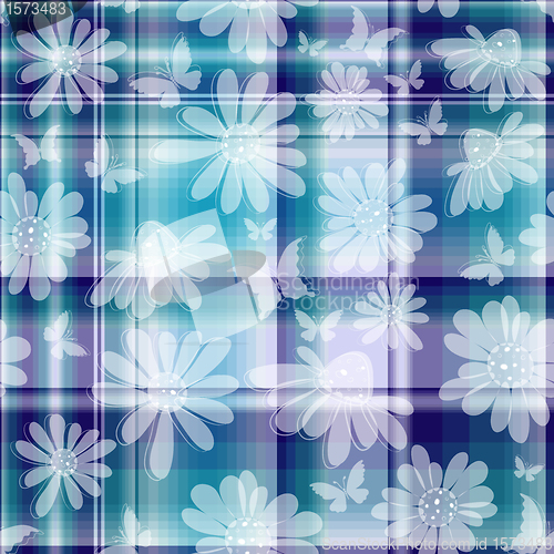 Image of Repeating floral checkered pattern 