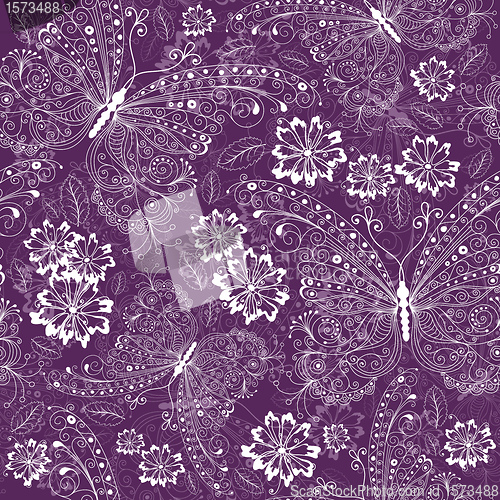 Image of Violet floral vintage pattern