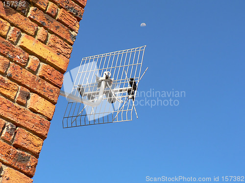Image of Television Antenna and the Moon