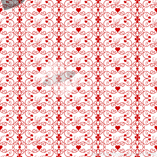 Image of Seamless Floral and hearts Pattern
