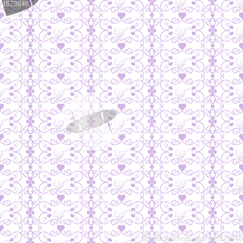 Image of Seamless Floral and hearts Pattern