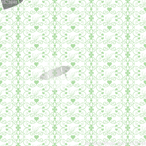 Image of Seamless Floral and hearts Pattern