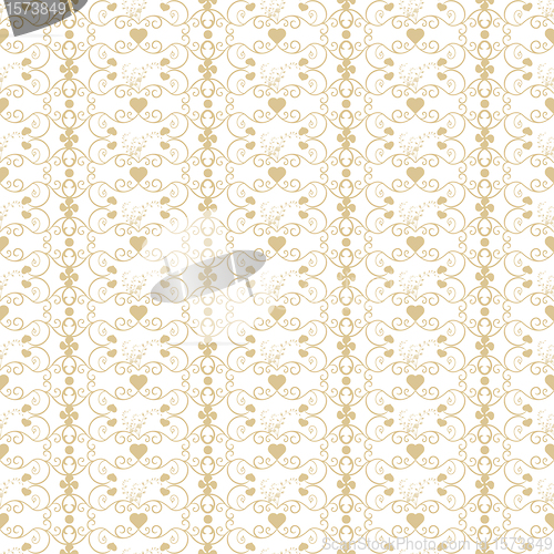 Image of Seamless Floral and hearts Pattern