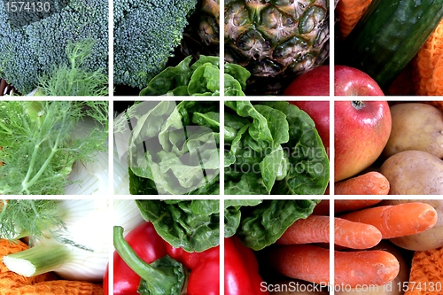 Image of Fruits and Vegetables full frame collage