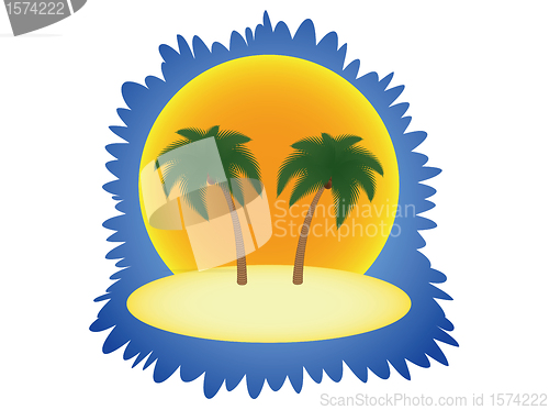 Image of island with two palm trees