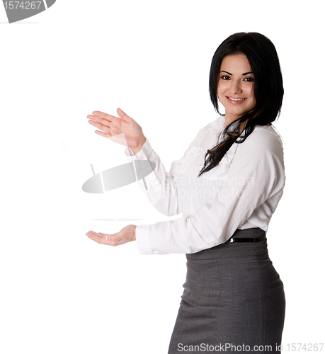 Image of Happy business woman presentation