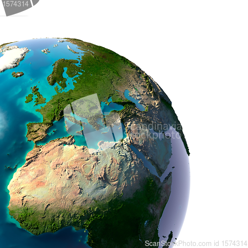 Image of Realistic Planet Earth with natural water