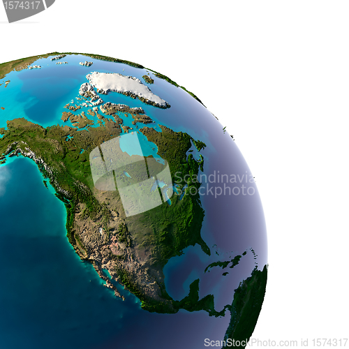 Image of Realistic Planet Earth with natural water