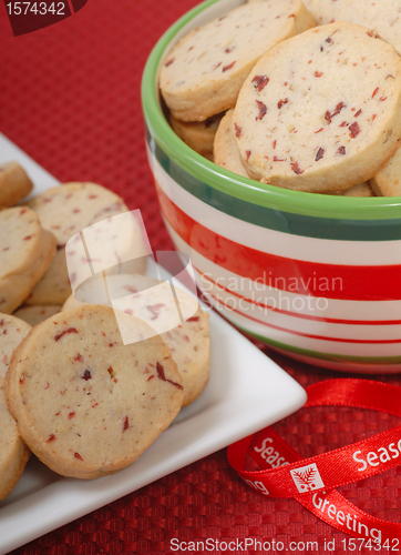 Image of Delicious cranberry and pecan shortbread cookies