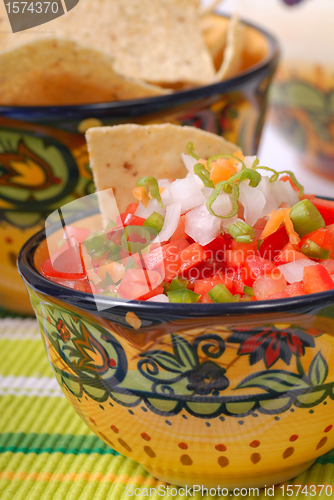 Image of Spicy salsa with tortilla chips