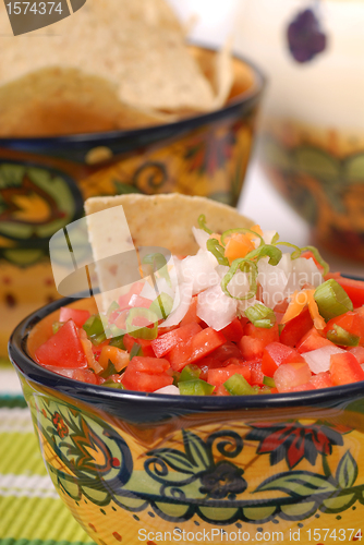 Image of Spicy salsa with tortilla chips