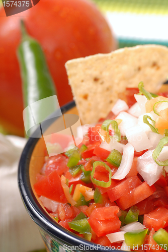 Image of Spicy salsa with variety of ingredients