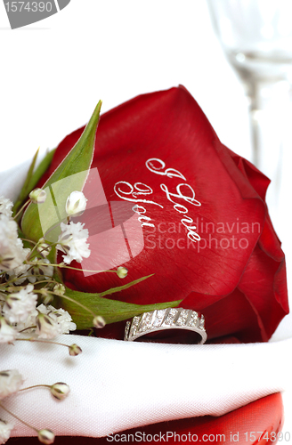 Image of Red Rose that says I Love You