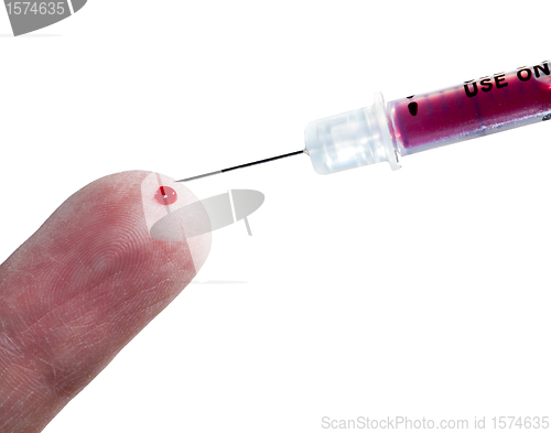 Image of Injection into finger of senior male