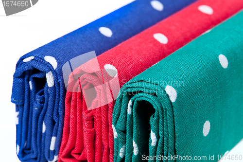 Image of Red, blue and green handkerchiefs