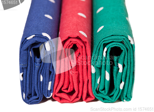 Image of Red, blue and green handkerchiefs