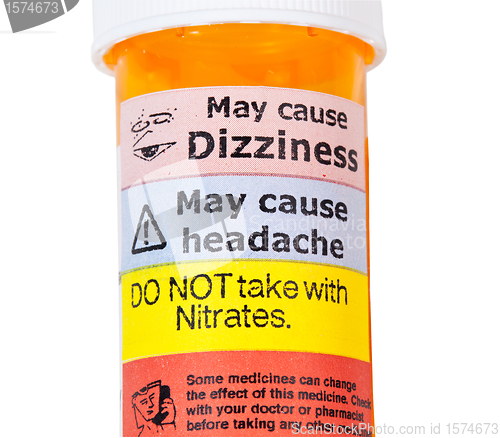 Image of Warning signs on bottle of rx drugs