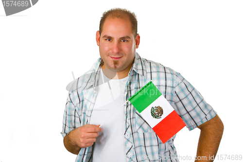 Image of Young man with mexican flag